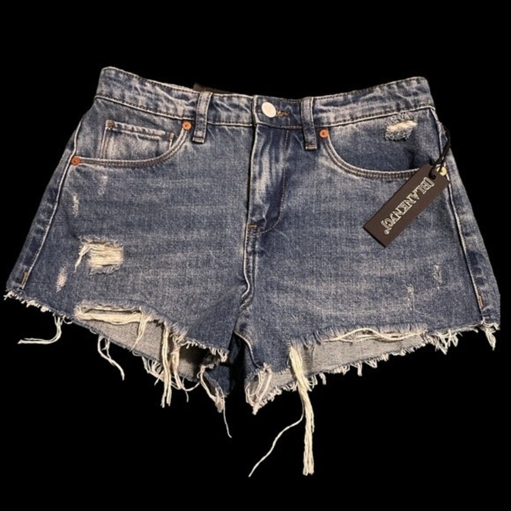 Blank NYC Distressed Blue Denim Jean Shorts